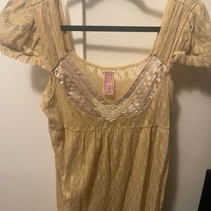 Free People Gold Lace Top size med